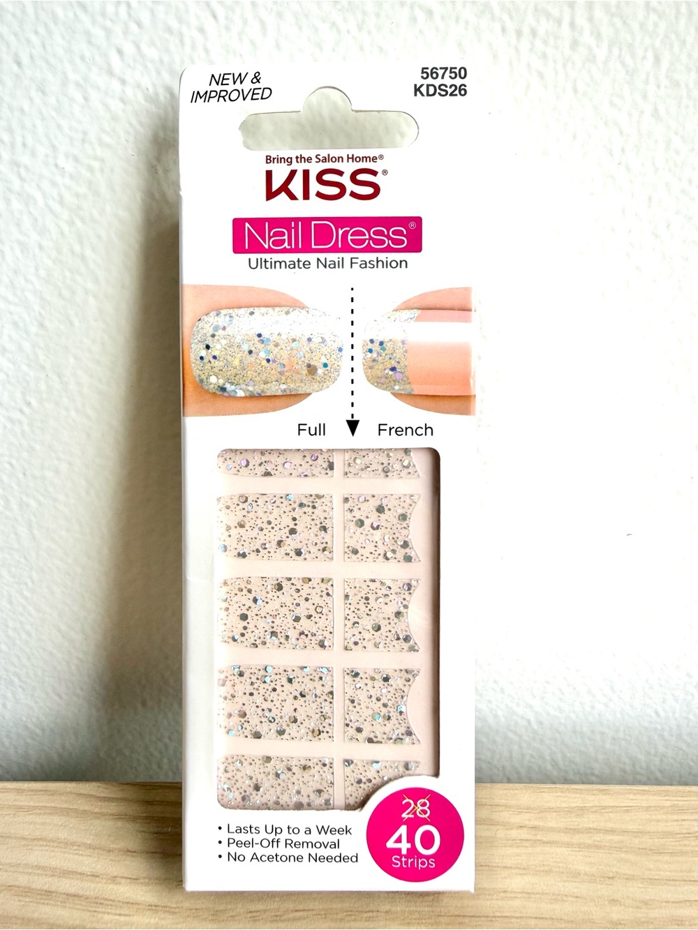 KISS Nail Dress Glitter Nail Strips Full or French Wrap 40ct Y2K Vintage NIP